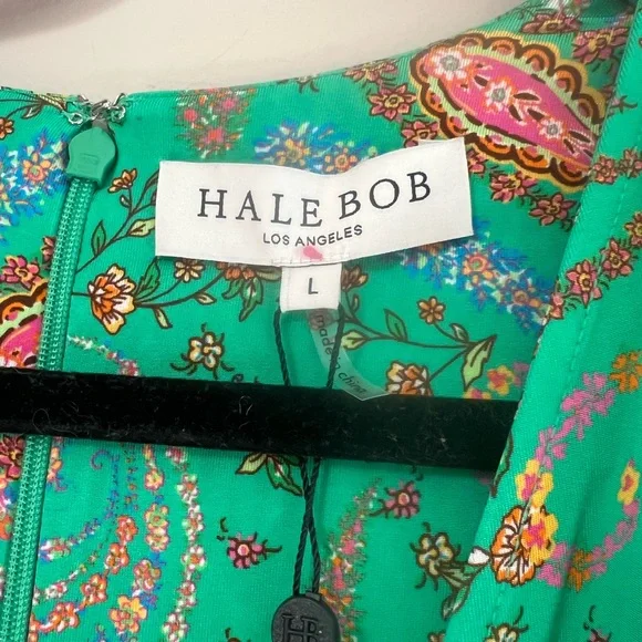 Hale Bob woman’s V neck Green Paisley mini Dress - Picture 5 of 10
